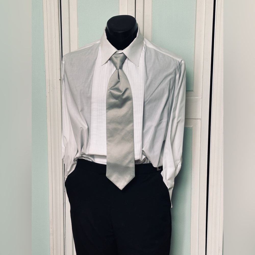 Platinum Silver Gray Tie Wedding Prom Tuxedo Pre Tied clip Satin 4 available